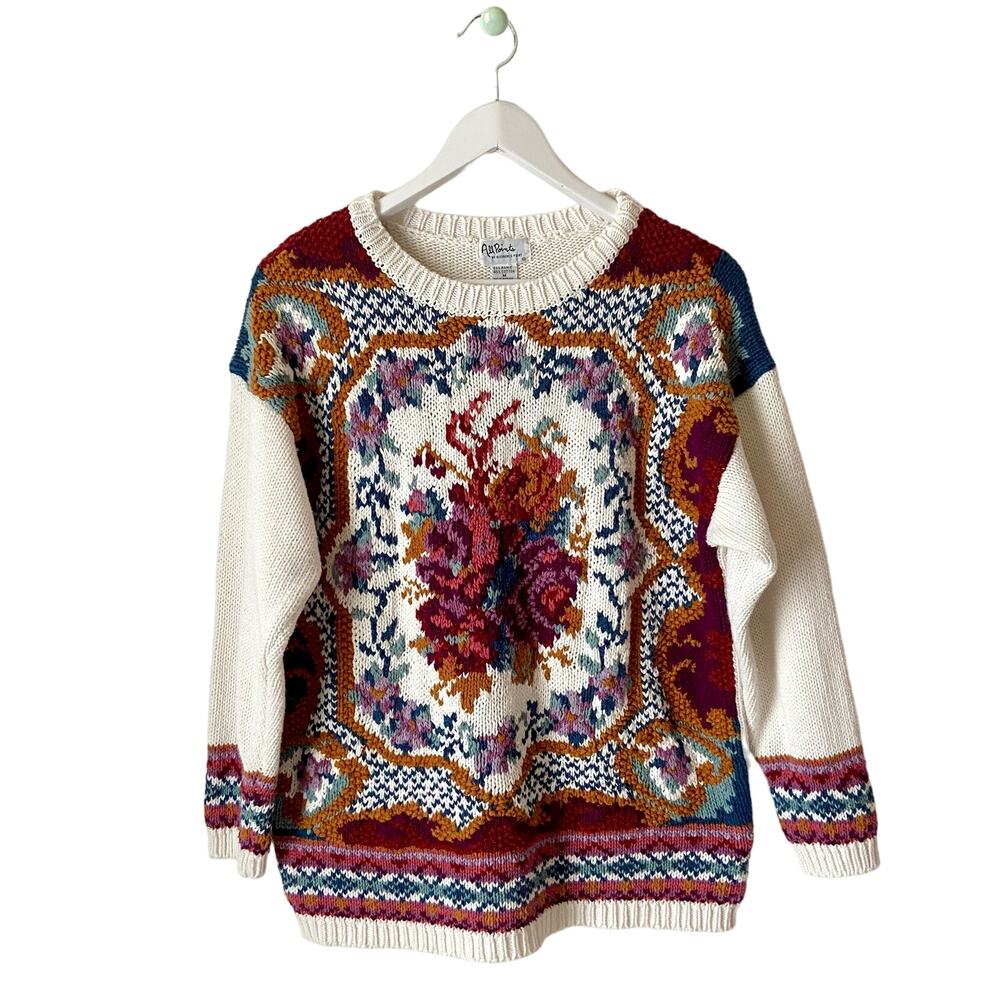All Points Vintage Floral Sweater Size Medium